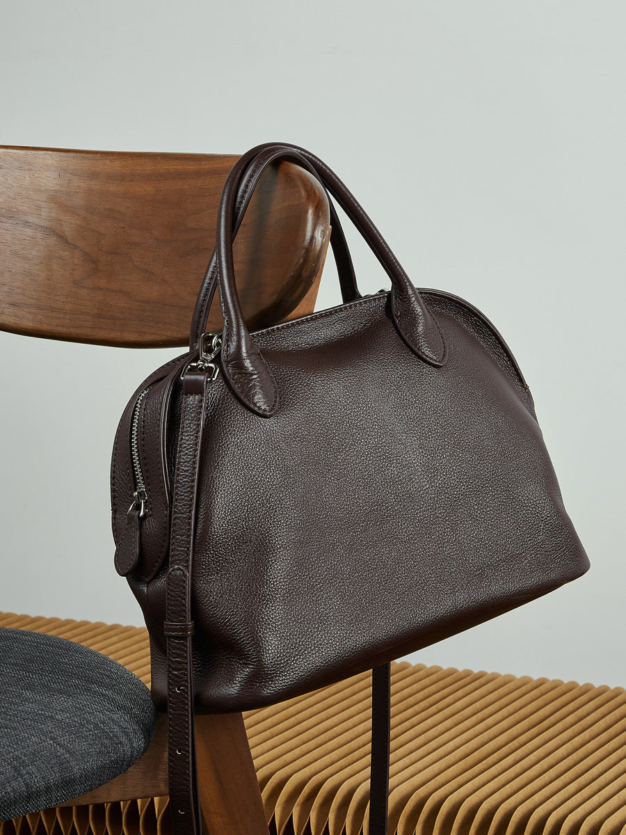 Hayesaura | Retro Cowhide Old Money Shell Handbag Crossbody