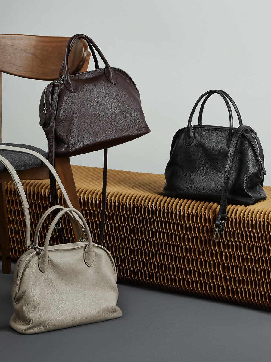 Hayesaura | Retro Cowhide Old Money Shell Handbag Crossbody