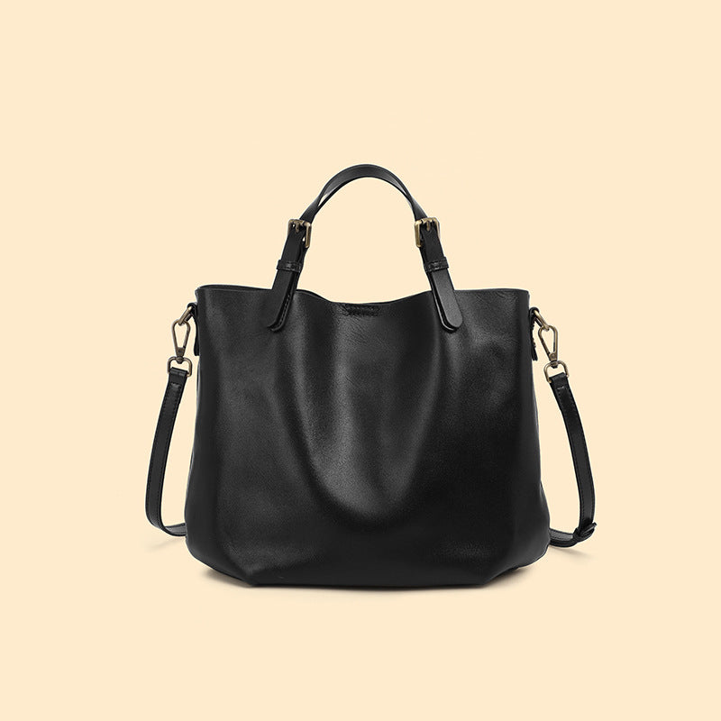 Hayesaura | Top-Layer Cowhide Large Commuter Bucket Tote