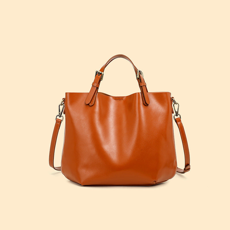 Hayesaura | Top-Layer Cowhide Large Commuter Bucket Tote