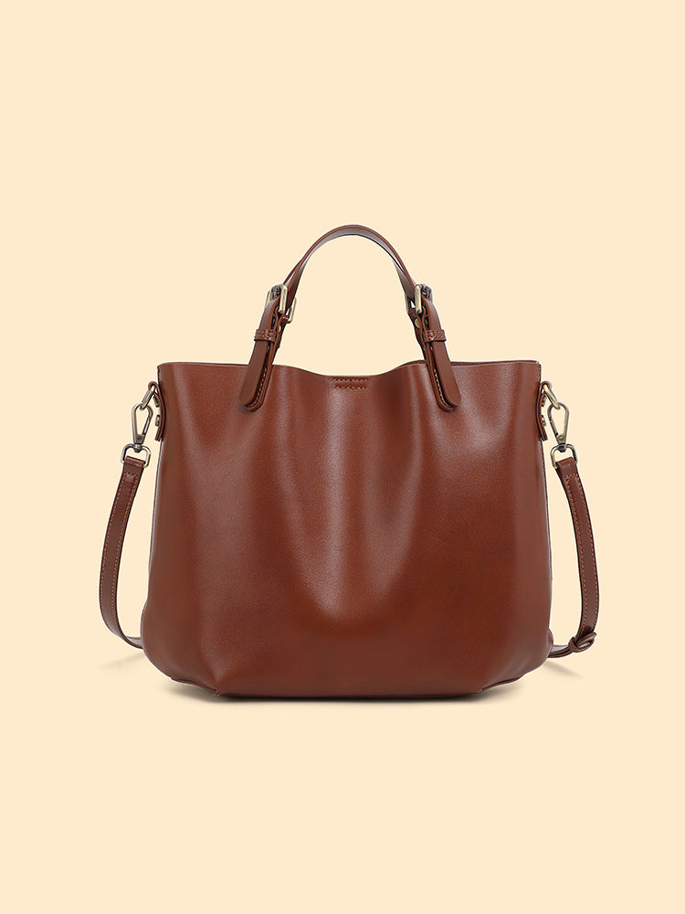 Hayesaura | Top-Layer Cowhide Large Commuter Bucket Tote