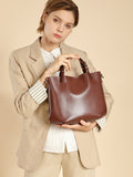 Hayesaura | Top-Layer Cowhide Large Commuter Bucket Tote