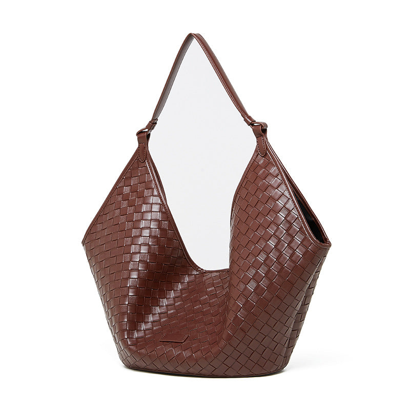 Hayesaura | Genuine Leather Woven Pattern Large Commuter Bag