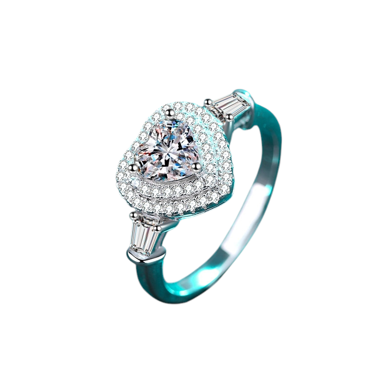 Hayesaura | Coquette Romance Heart-Shaped Bezel Moissanite Ring | High-Cold Bridal Engagement Ring
