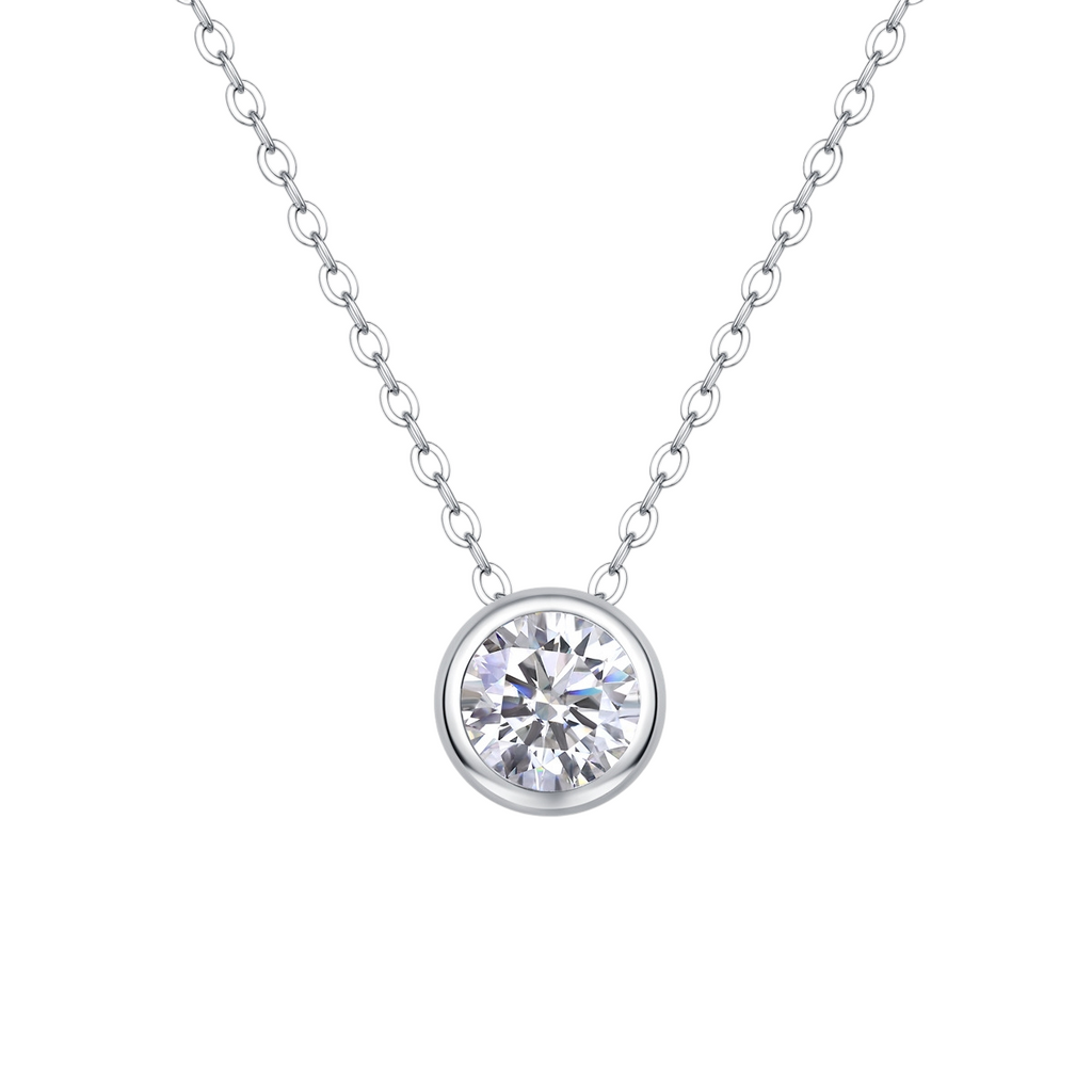 Hayesaura | Clean Fit 18K Plated Bubble Bezel Moissanite | High-Cold Daily Stacking Necklace