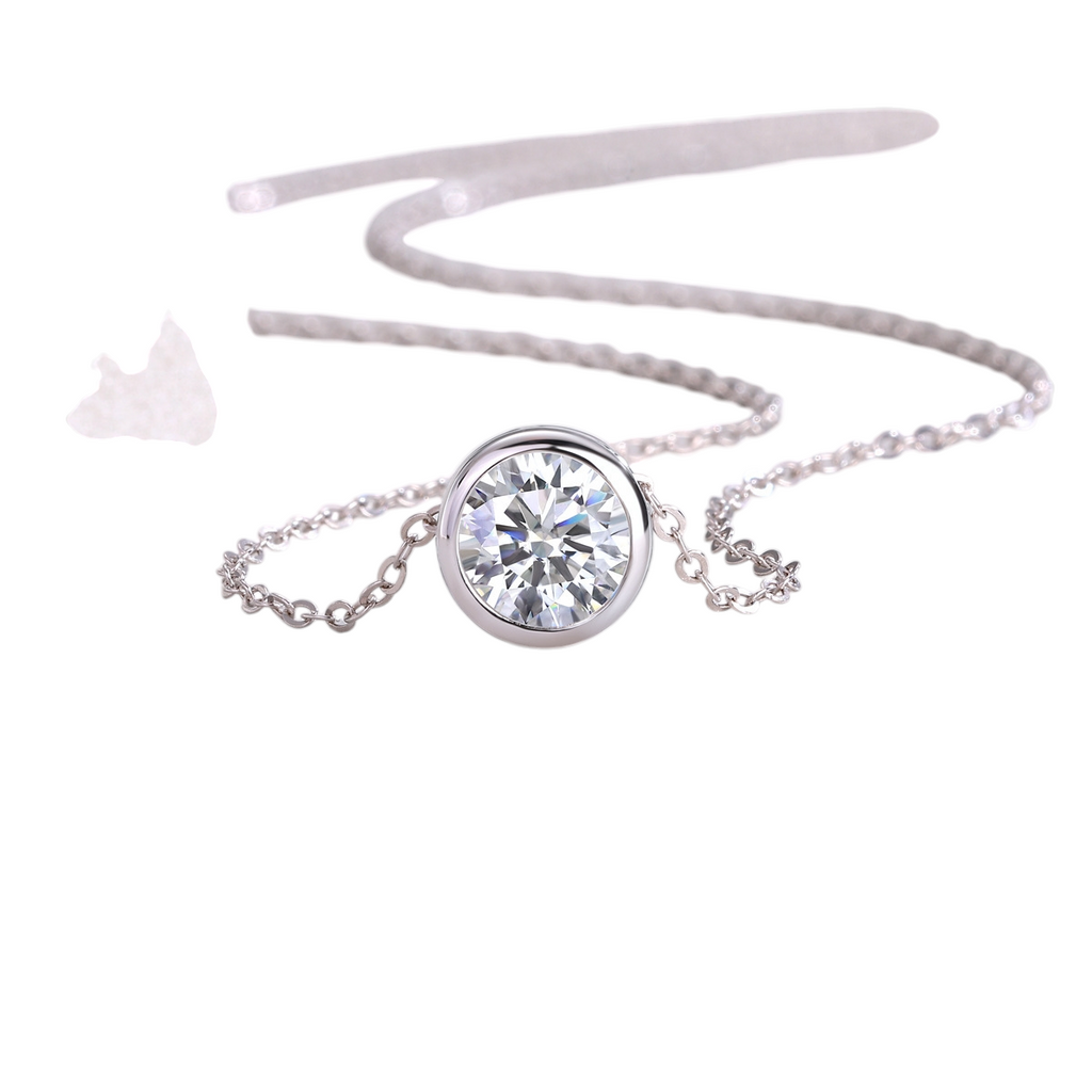 Hayesaura | Clean Fit 18K Plated Bubble Bezel Moissanite | High-Cold Daily Stacking Necklace