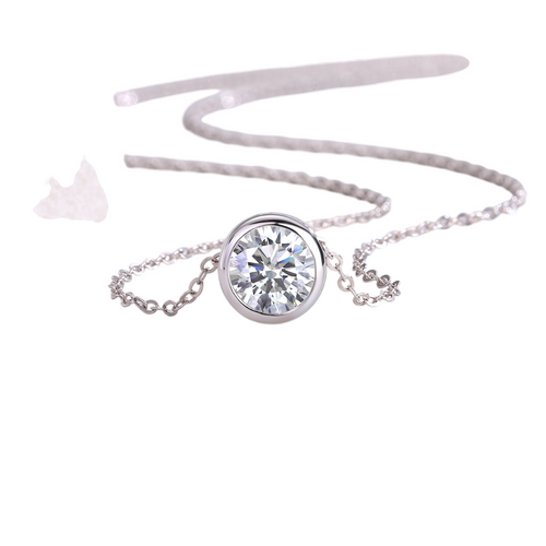 Hayesaura | Clean Fit 18K Plated Bubble Bezel Moissanite | High-Cold Daily Stacking Necklace