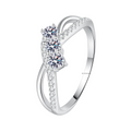 Hayesaura | Office Siren 18K Plated Double-Layer Line Moissanite Band | Architectural Stacking Ring