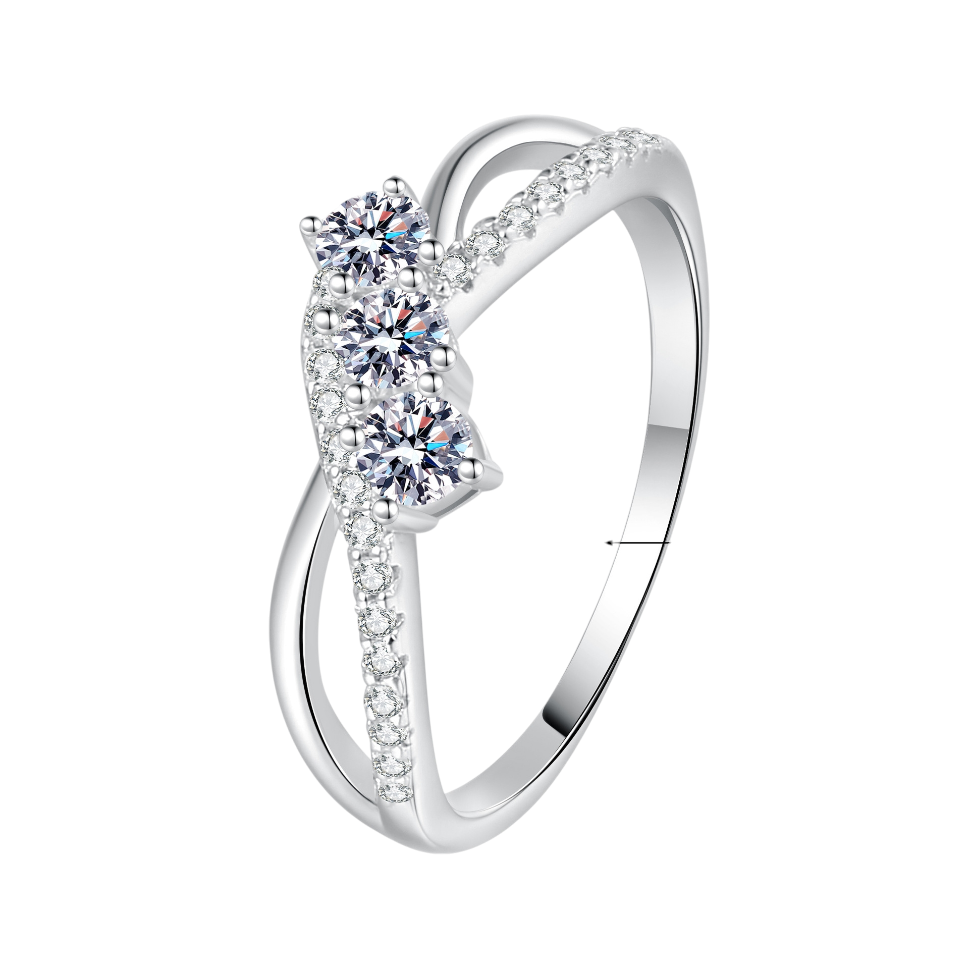 Hayesaura | Office Siren 18K Plated Double-Layer Line Moissanite Band | Architectural Stacking Ring
