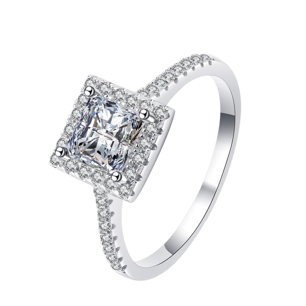 Hayesaura | Princess Square Cut Moissanite High-Cold Wedding Ring