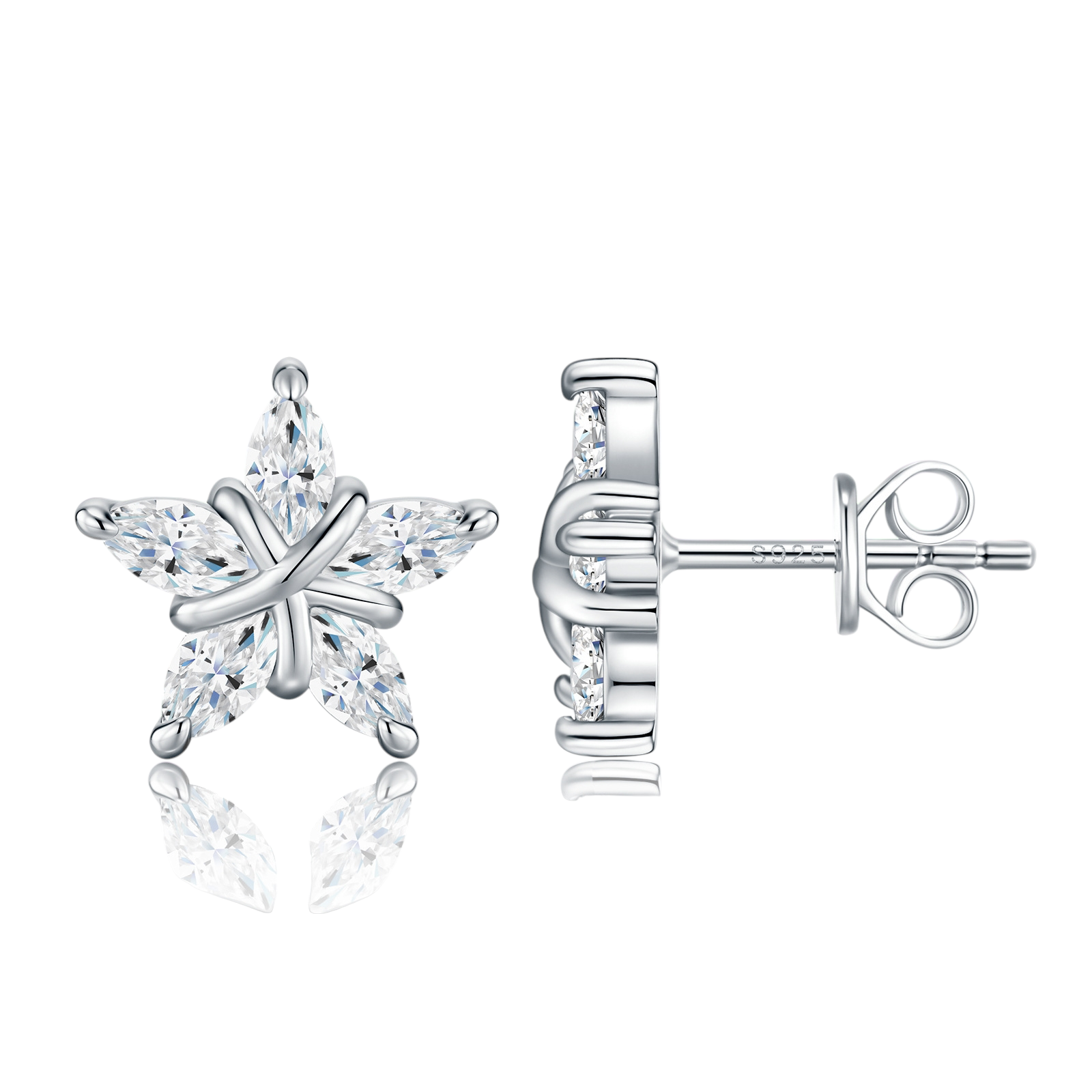 Hayesaura | Celestial Mystique Marquise Star Moissanite | Midnight Glamour Starlit Earrings