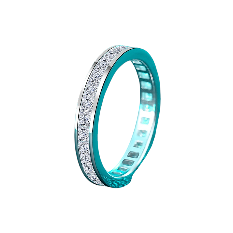 Hayesaura | Clean Fit 18K Plated Square Cut Moissanite Row Band | Minimalist Unisex Promise Ring