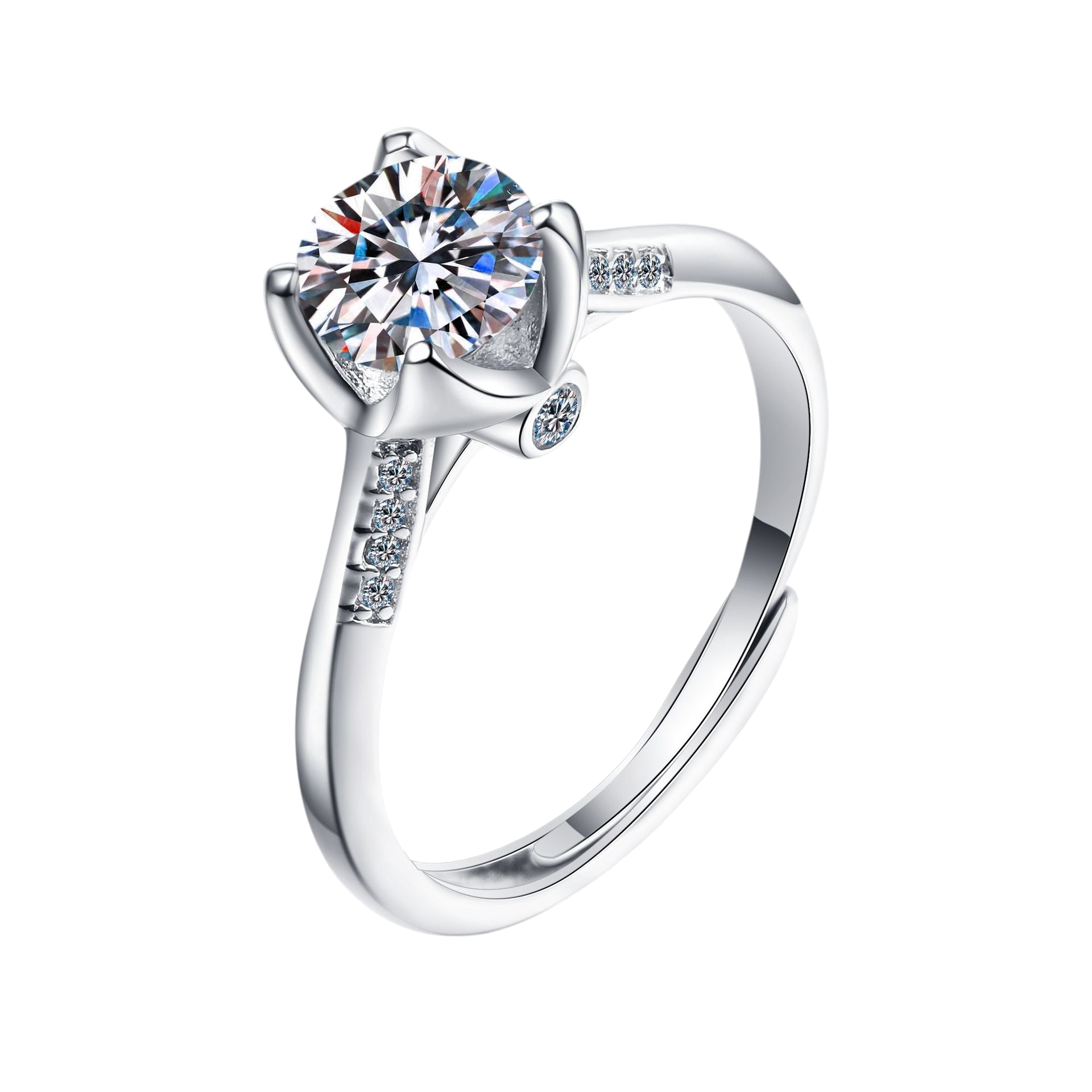 Hayesaura | Flower Bud Classical Four-Prong Moissanite Wedding Ring