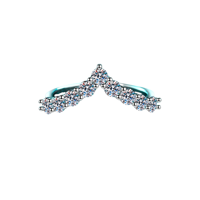 Hayesaura | Cyber Y2K Large V-Shape Chevron Moissanite Band | Acubi Style Bold Statement Ring