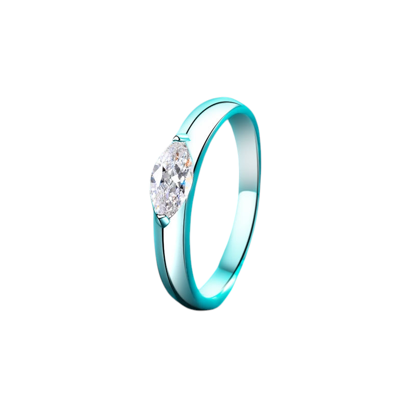 Hayesaura | Avant-Garde Minimalist Marquise Cut Moissanite Solitaire | Clean Fit Statement Ring