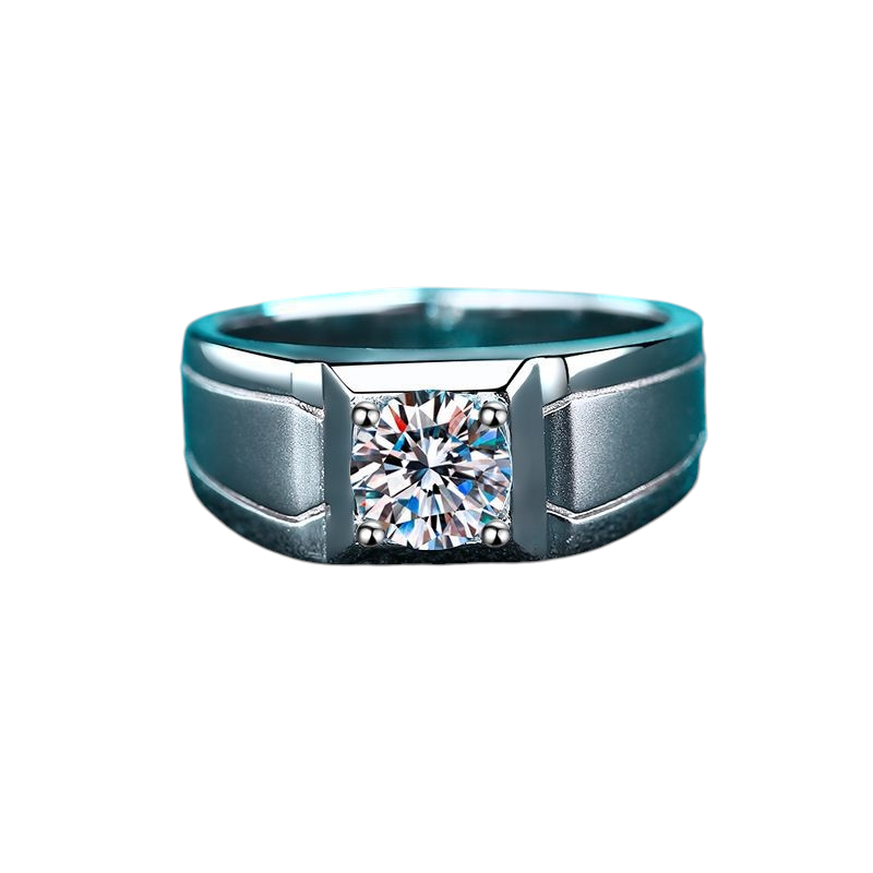 Hayesaura | Vintage Grunge Frosted Pyramid Men's Moissanite Ring | Bold Masculine Statement Band