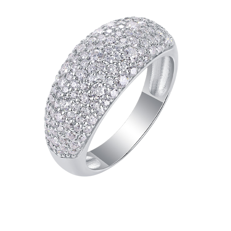 Hayesaura | Wide Band Full Pave Moissanite Proposal Ring | Minimalist