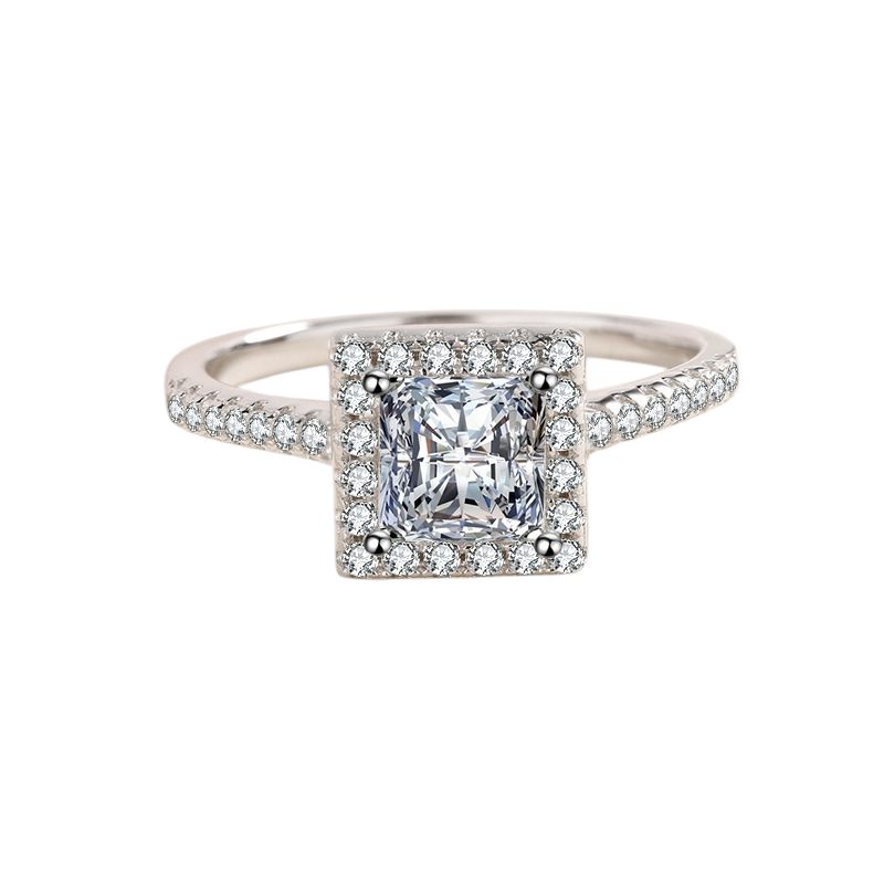 Hayesaura | Bezel-Set Princess Square Cut Moissanite Ring