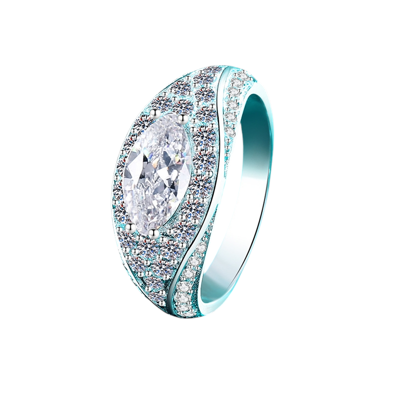 Hayesaura | Cyber Y2K 18K Plated Evil Eye Marquise Moissanite | Avant-Garde Cocktail Ring