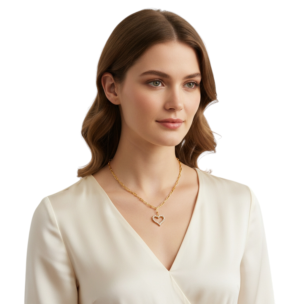Hayesaura | Parisian Chic 18K Plated Layered Heart Tassel Moissanite | Elegant Bridal Drop Chain