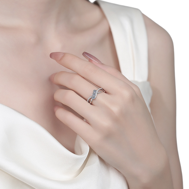 Hayesaura | Office Siren 18K Plated Double-Layer Line Moissanite Band | Architectural Stacking Ring