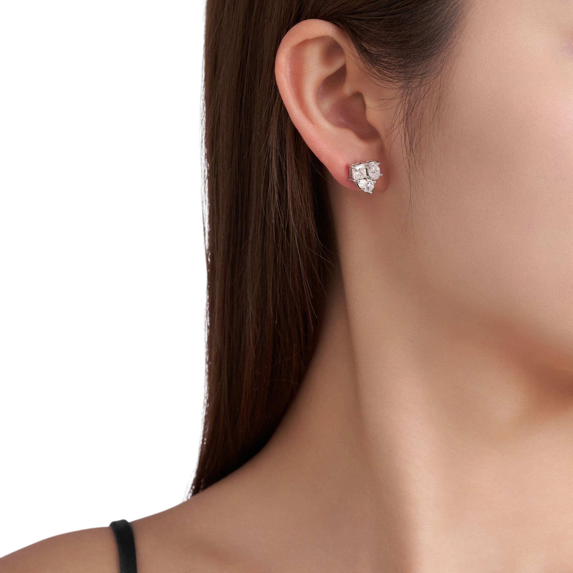 Hayesaura | Industrial Cyber Y2K Geometric Prism Moissanite Studs | High-Cold Abstract Statement Earring
