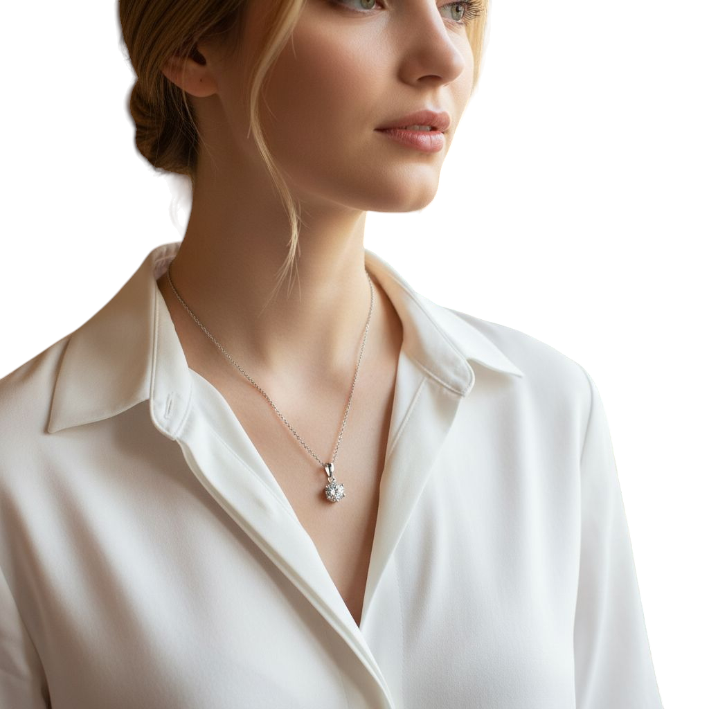 Hayesaura | Parisian Chic Six-Prong Tassel Moissanite Pendant | Elegant Gala Evening Crown Necklace