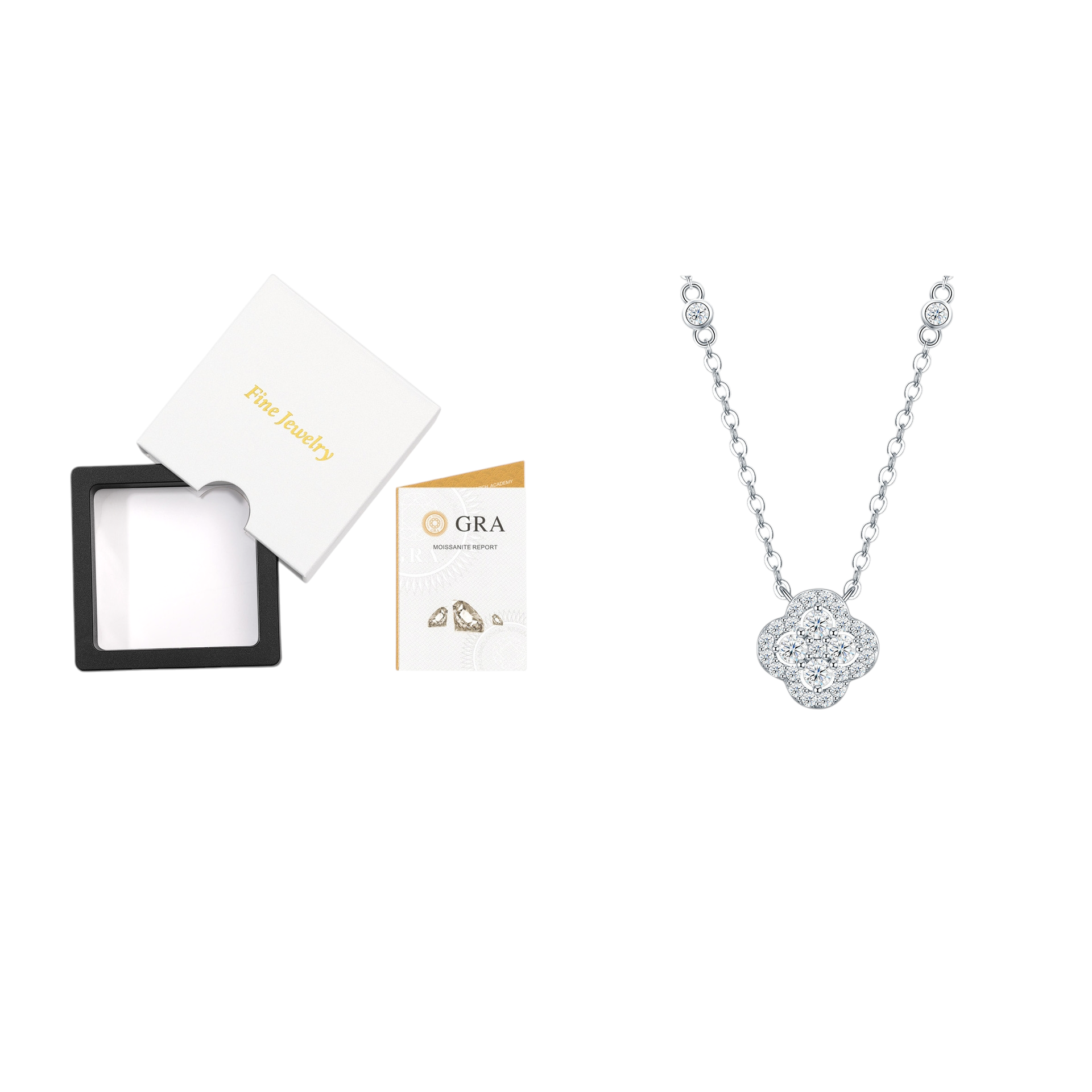 Hayesaura | Regal Heritage 18K Plated Full Pavé Clover Moissanite | Old Money Evening Statement Pendant
