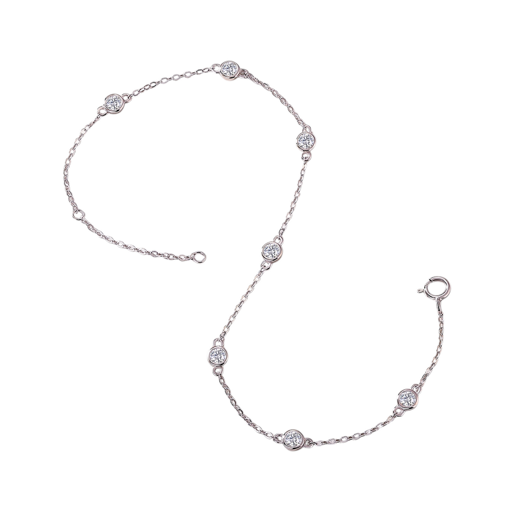 Hayesaura | Acubi Style Platinum-Plated Bubble Bezel Moissanite | High-Cold Fluid Bracelet