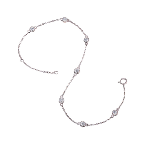 Hayesaura | Acubi Style Platinum-Plated Bubble Bezel Moissanite | High-Cold Fluid Bracelet