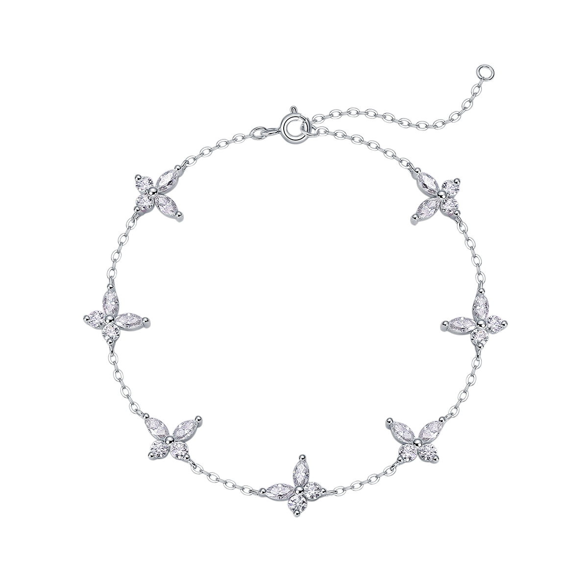 Hayesaura | Coquette Romance 18K Plated Clover Adjustable Moissanite Bracelet | High-Cold Luxury Gift