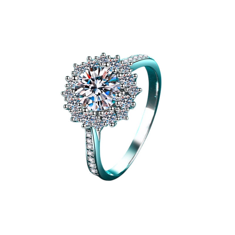 Hayesaura | Parisian Chic Niche Sunflower Moissanite Solitaire | Old Money Minimalist Proposal Ring