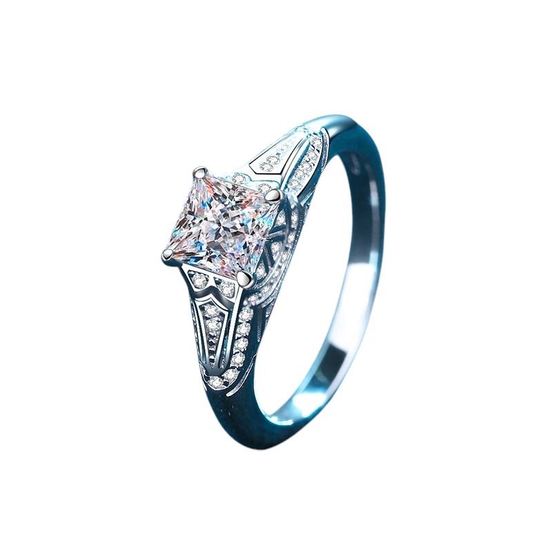 Hayesaura | Princess Square Cut High-Cold Moissanite Solitaire