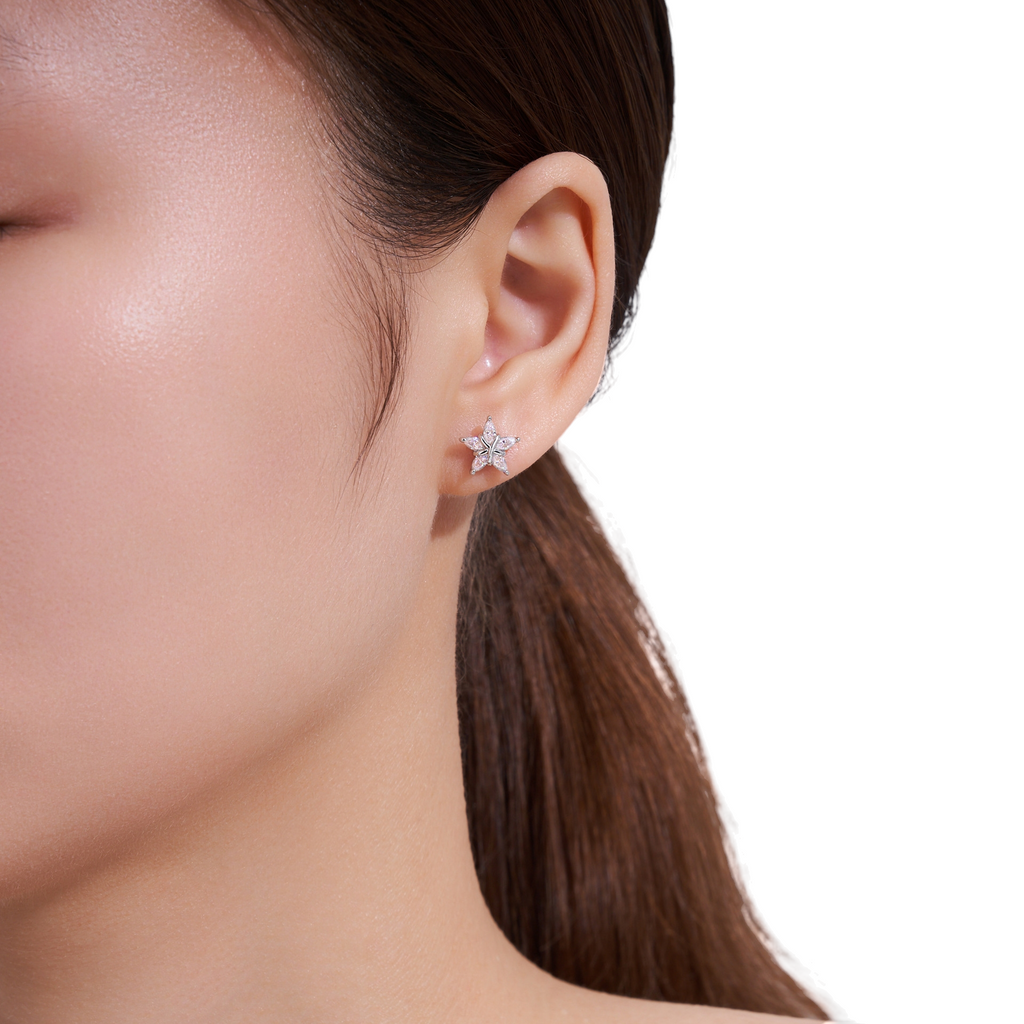 Hayesaura | Celestial Mystique Marquise Star Moissanite | Midnight Glamour Starlit Earrings