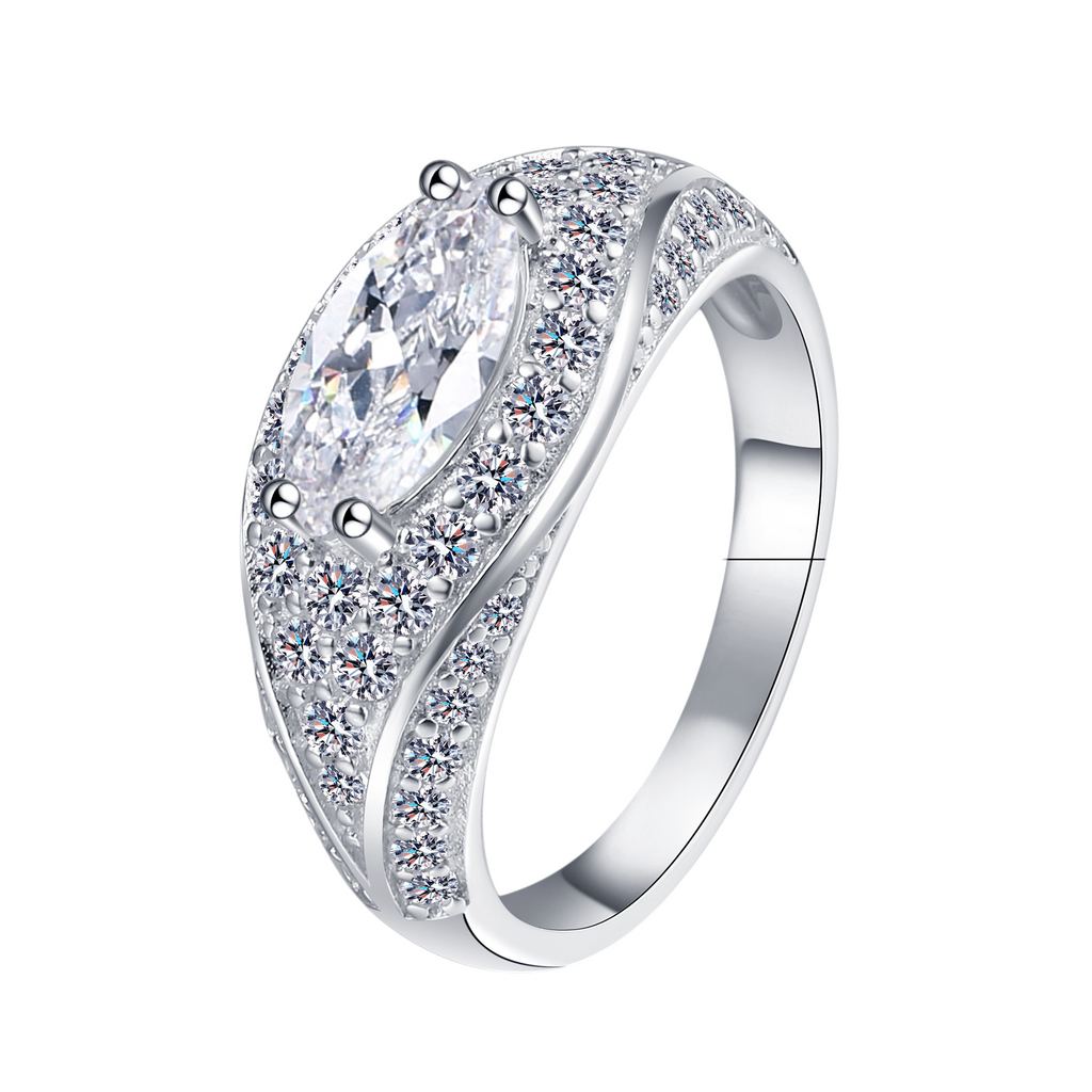 Hayesaura | Cyber Y2K 18K Plated Evil Eye Marquise Moissanite | Avant-Garde Cocktail Ring