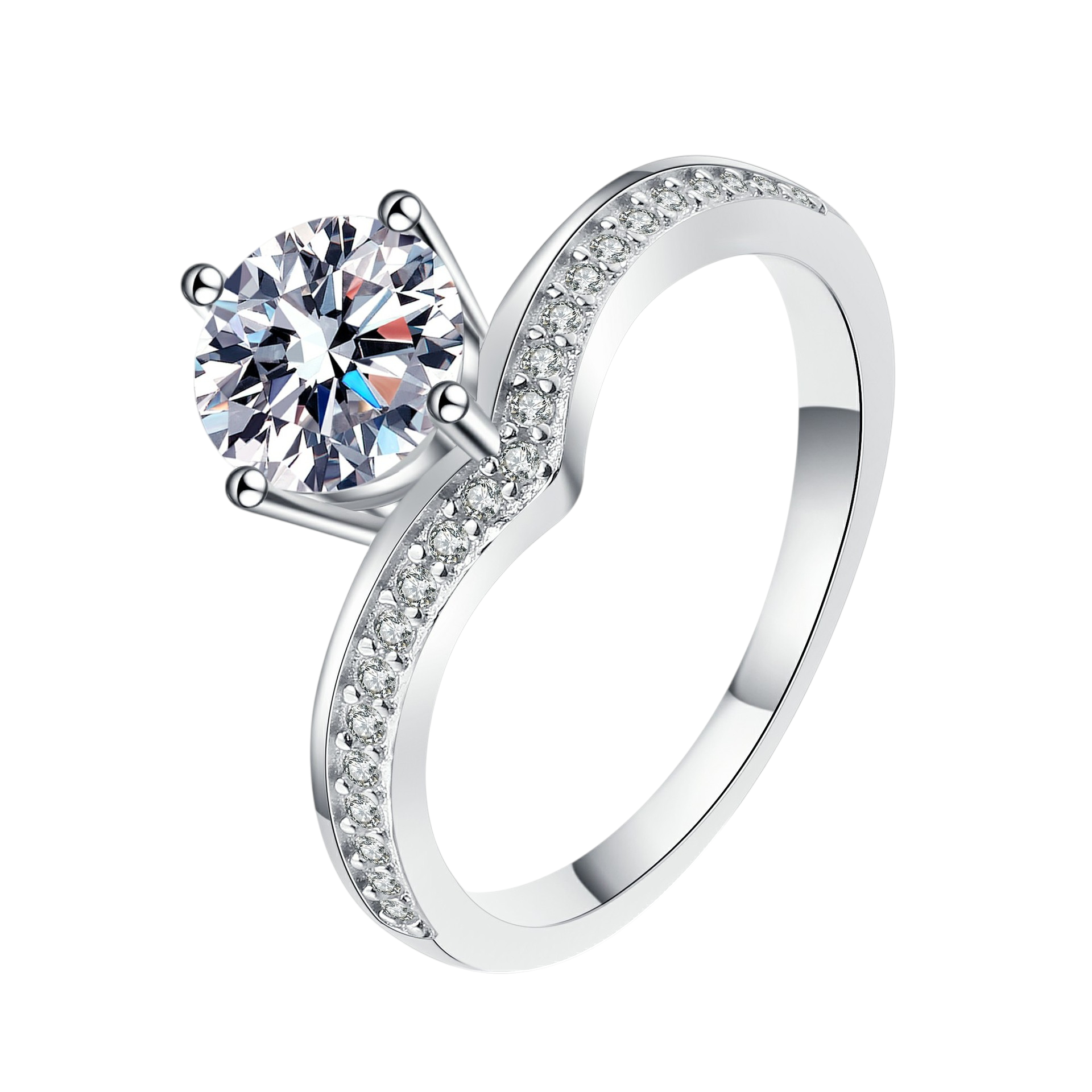 Hayesaura | High-Cold 18K Plated Peach Heart Micro-Pavé Moissanite Ring | Quiet Luxury Bridal Band