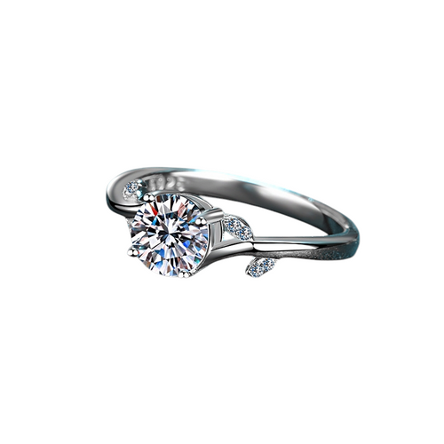 Hayesaura | Botanical Leaf Four-Prong Brilliant Moissanite Ring