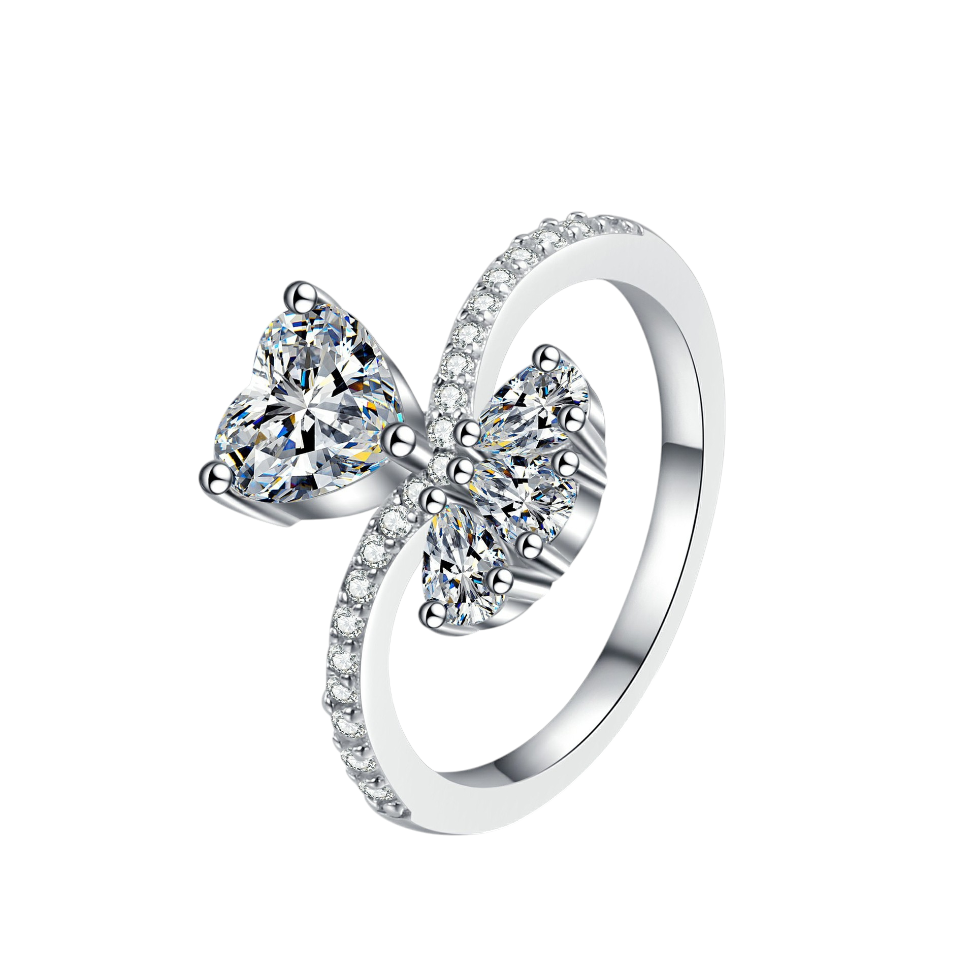 Hayesaura | Parisian Chic 18K Plated Heart Bouquet Moissanite Ring | Romantic Date Anniversary Statement