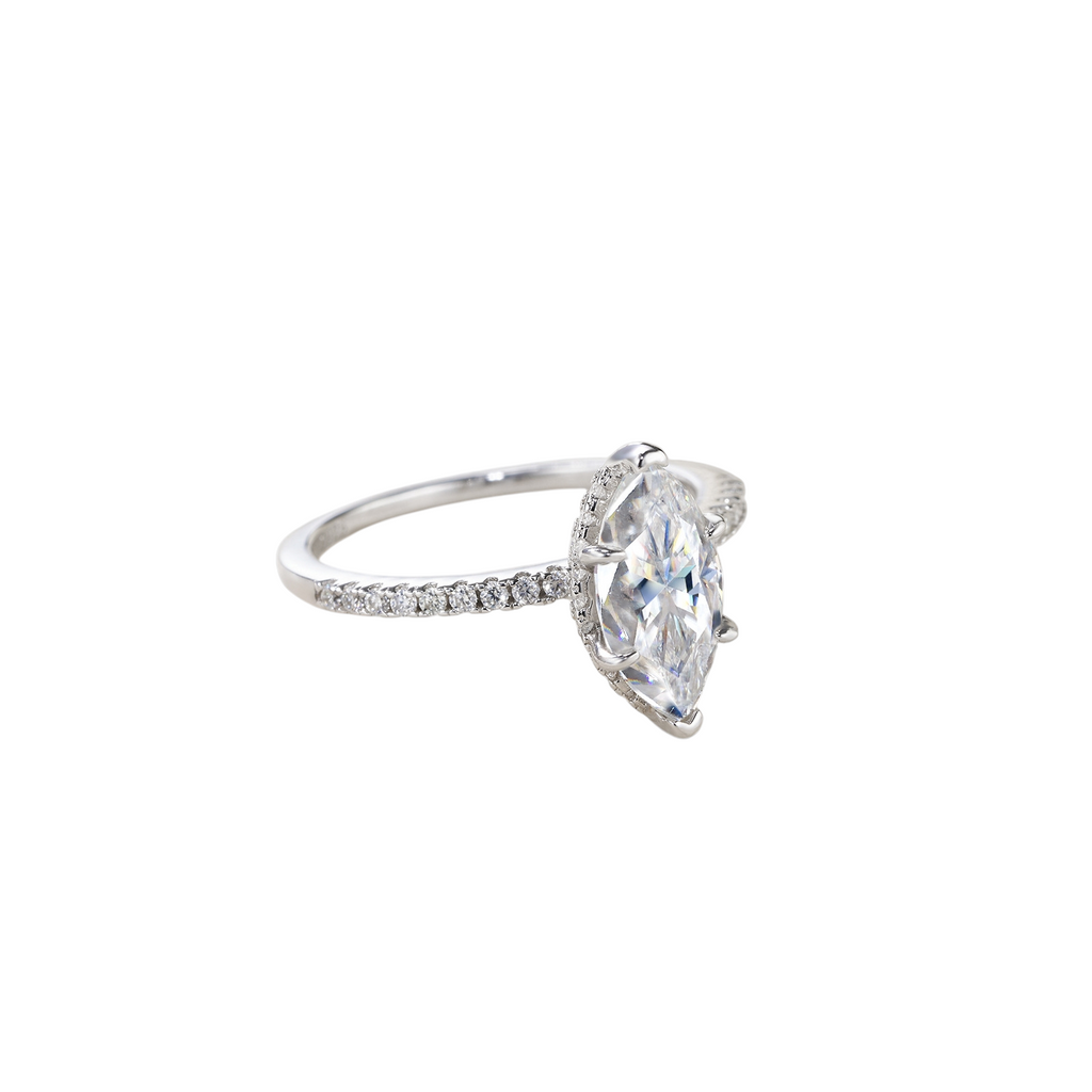 Hayesaura | Punk Couture Marquise Cut Moissanite Solitaire | Vintage Grunge High-Fashion Ring