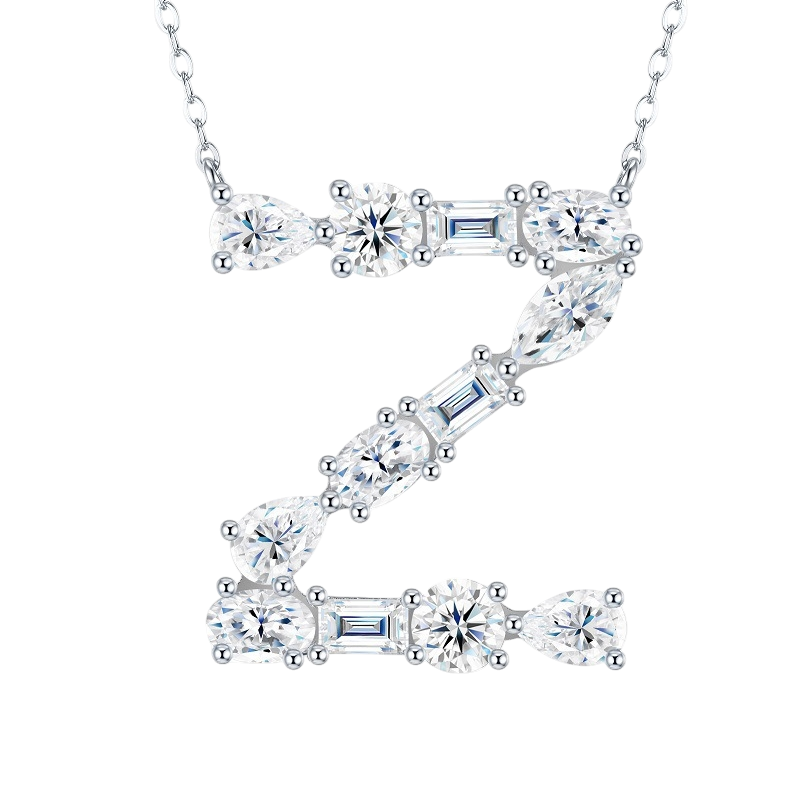 Hayesaura | Street Hip-Hop 18K Plated D-Color Moissanite 26 Initial Letters Necklace | Unisex Avant-Garde Clavicle Chain Statement