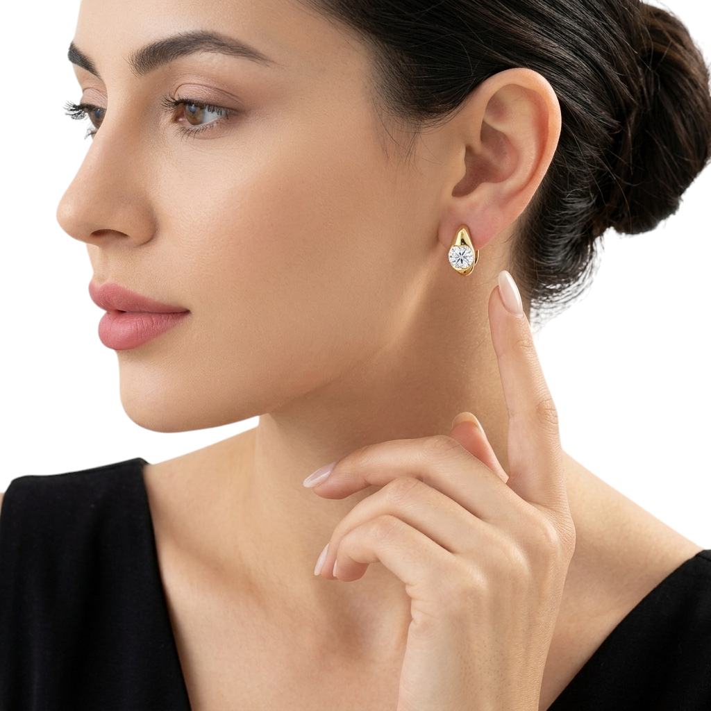 Hayesaura | Office Siren C-Shape Moissanite Ear Hoops | High-Cold Daily Commute Earring