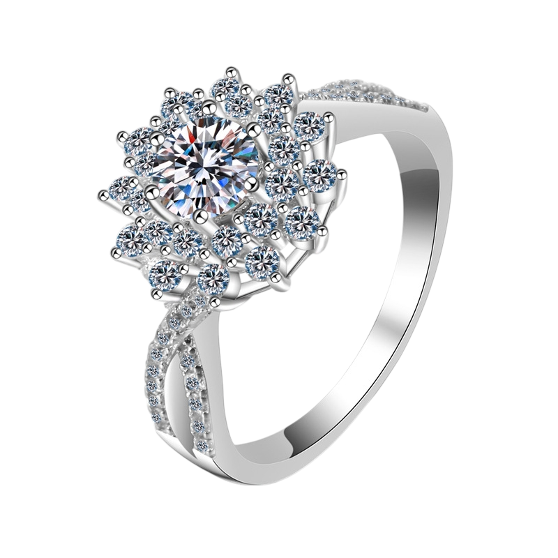 Hayesaura | Stars Holding the Moon Four-Prong Moissanite Wedding Ring