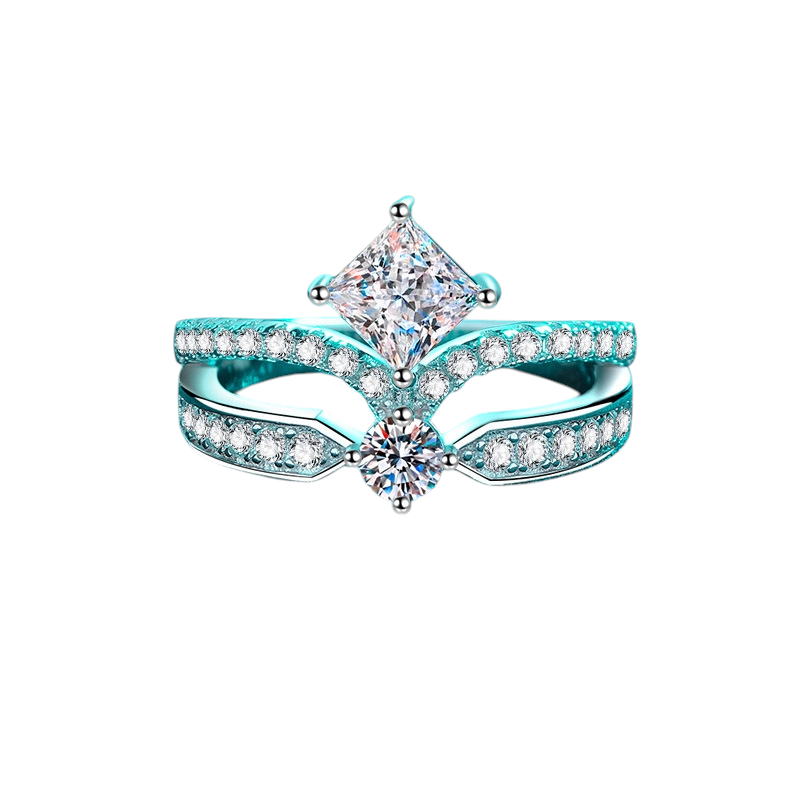Hayesaura | Princess Crown Tiara Brilliant Moissanite Ring