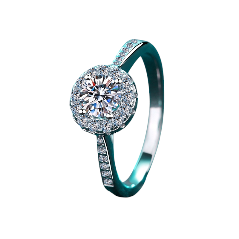 Hayesaura | Modern Bezel-Set Four-Prong Round Moissanite Ring