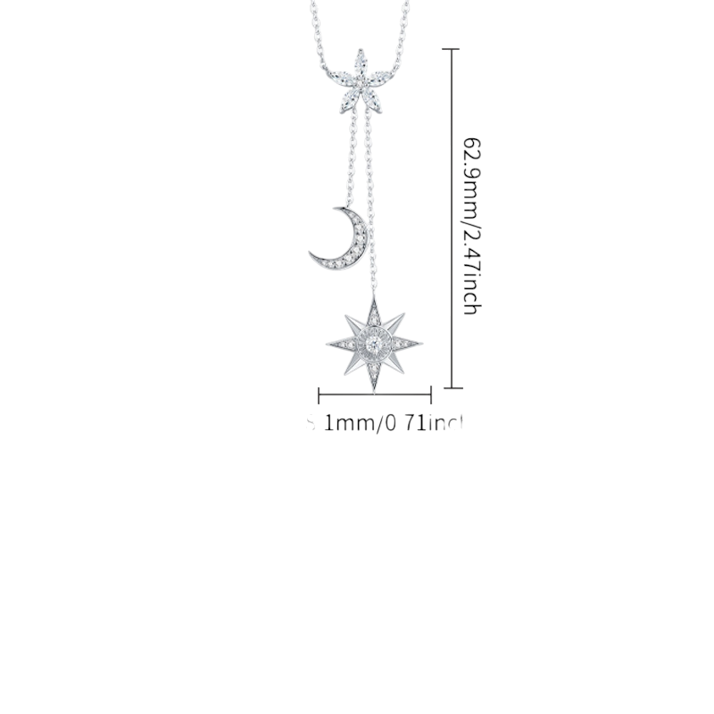 Hayesaura | Starlit Fantasy 18K Plated Star & Moon Tassel Moissanite | Ethereal Evening Drop Chain