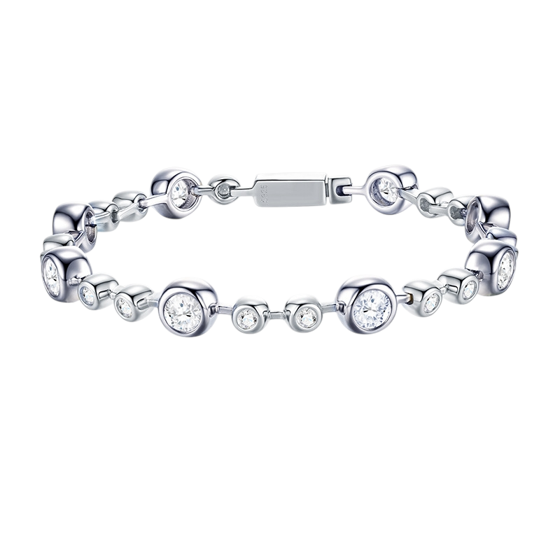 Hayesaura | Two-Tone Bubble Bead Minimalist Moissanite Bracelet | High-Cold Shifting Contrast Accents