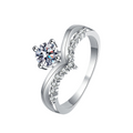 Hayesaura | Office Siren V-Shape Micro-Pavé Moissanite Ring | Clean Fit Bridal Solitaire