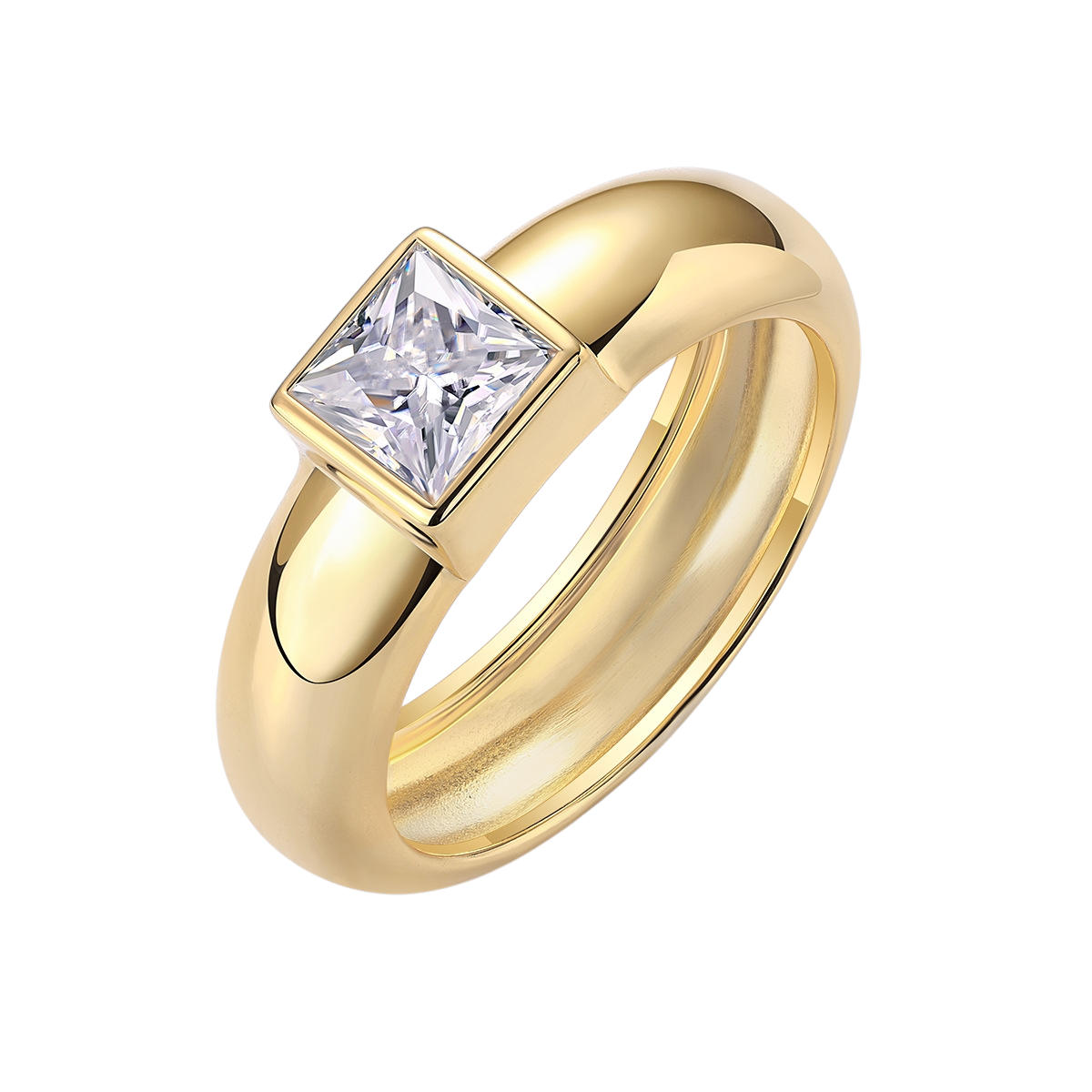 Hayesaura | Golden Hour 18K Yellow Gold Plated Moissanite Band | Clean Fit Daily Statement Ring