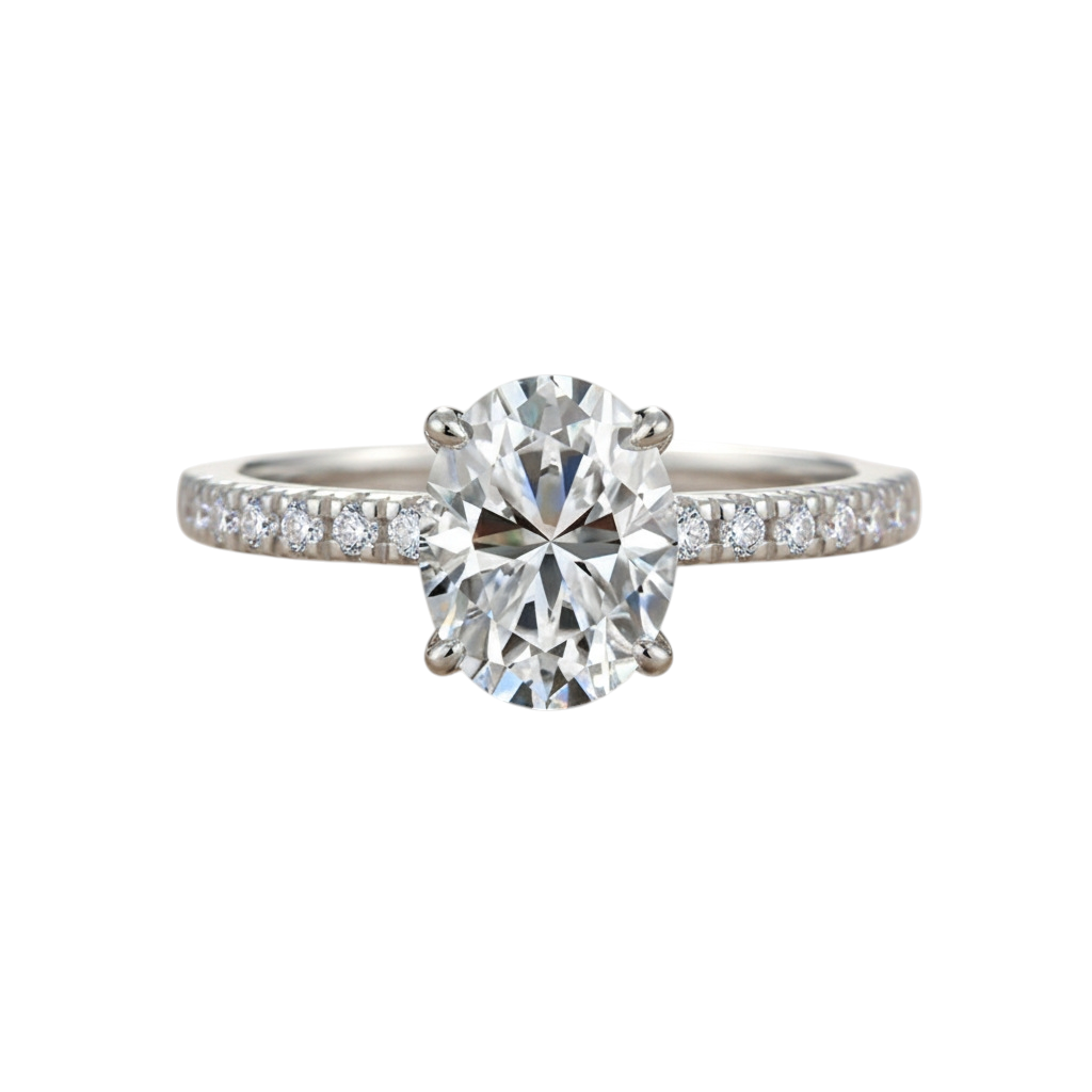 Hayesaura | Four-Prong Oval Cut Moissanite Proposal Ring | Minimalist