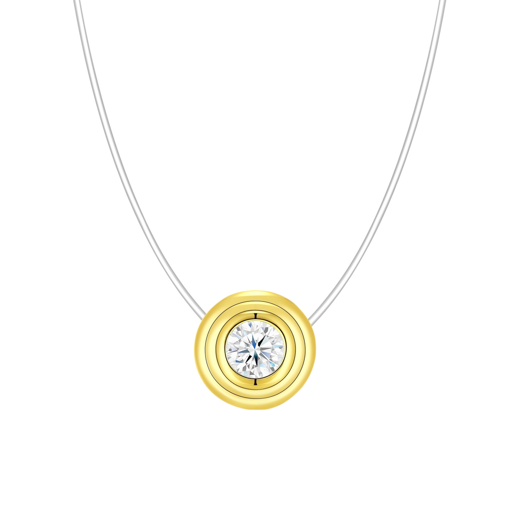 Hayesaura | Invisible Elegance 18K Plated Floating Round Moissanite | Clean Fit Illusion Choker